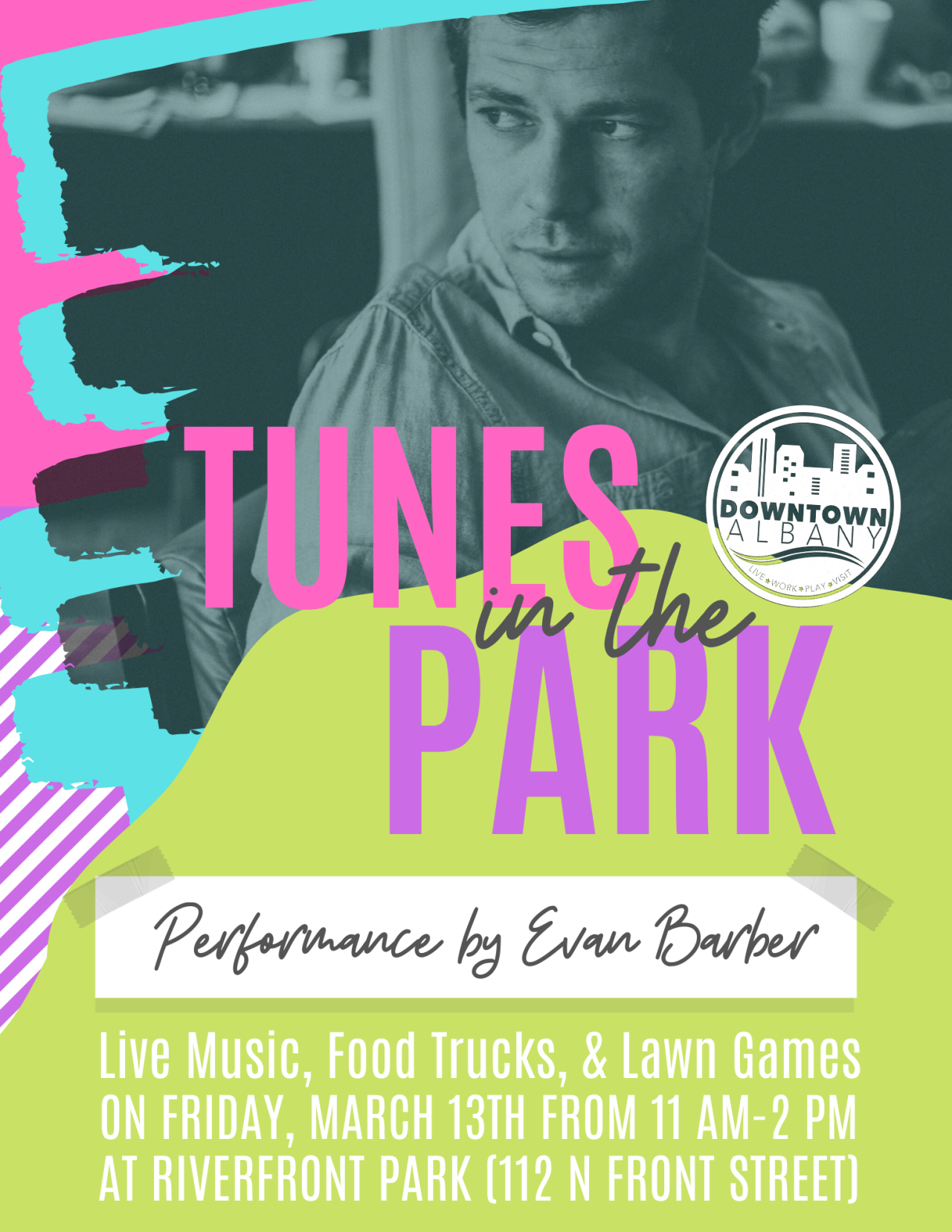 Tunes in the park flyer_Evans Barber