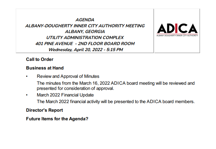 ADICA Agenda