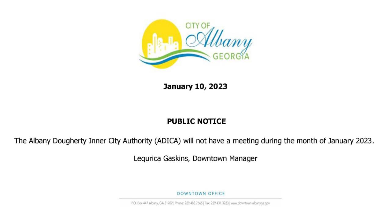 ADICA Public Notice for January 2023