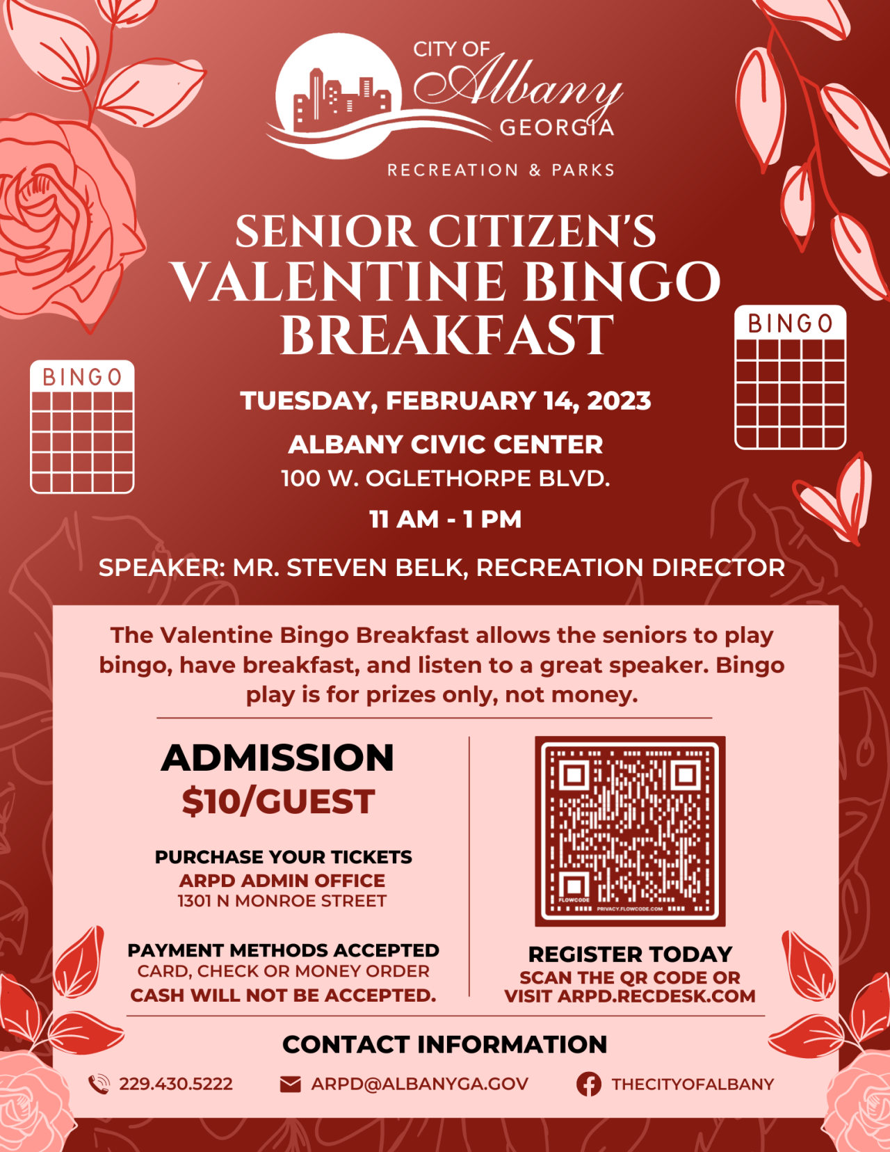 2023 Senior Valentine Bingo Breakfast Flyer