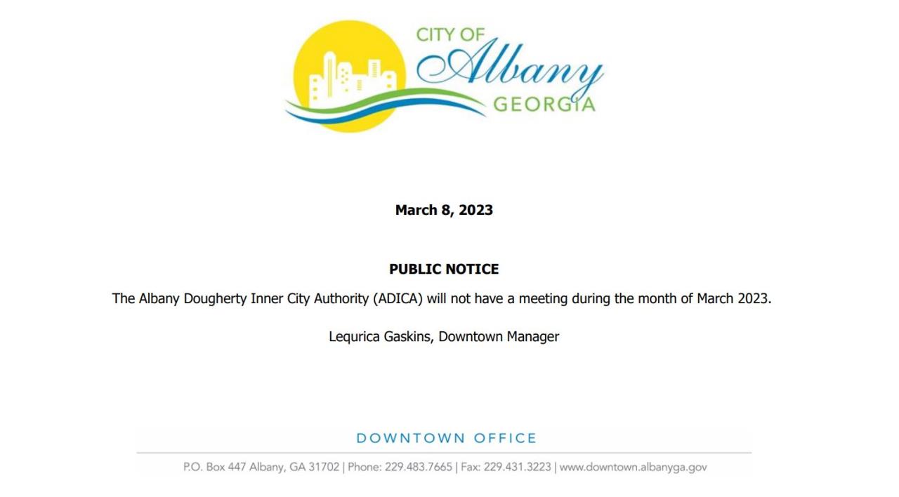 ADICA Public Notice for March 15, 2023