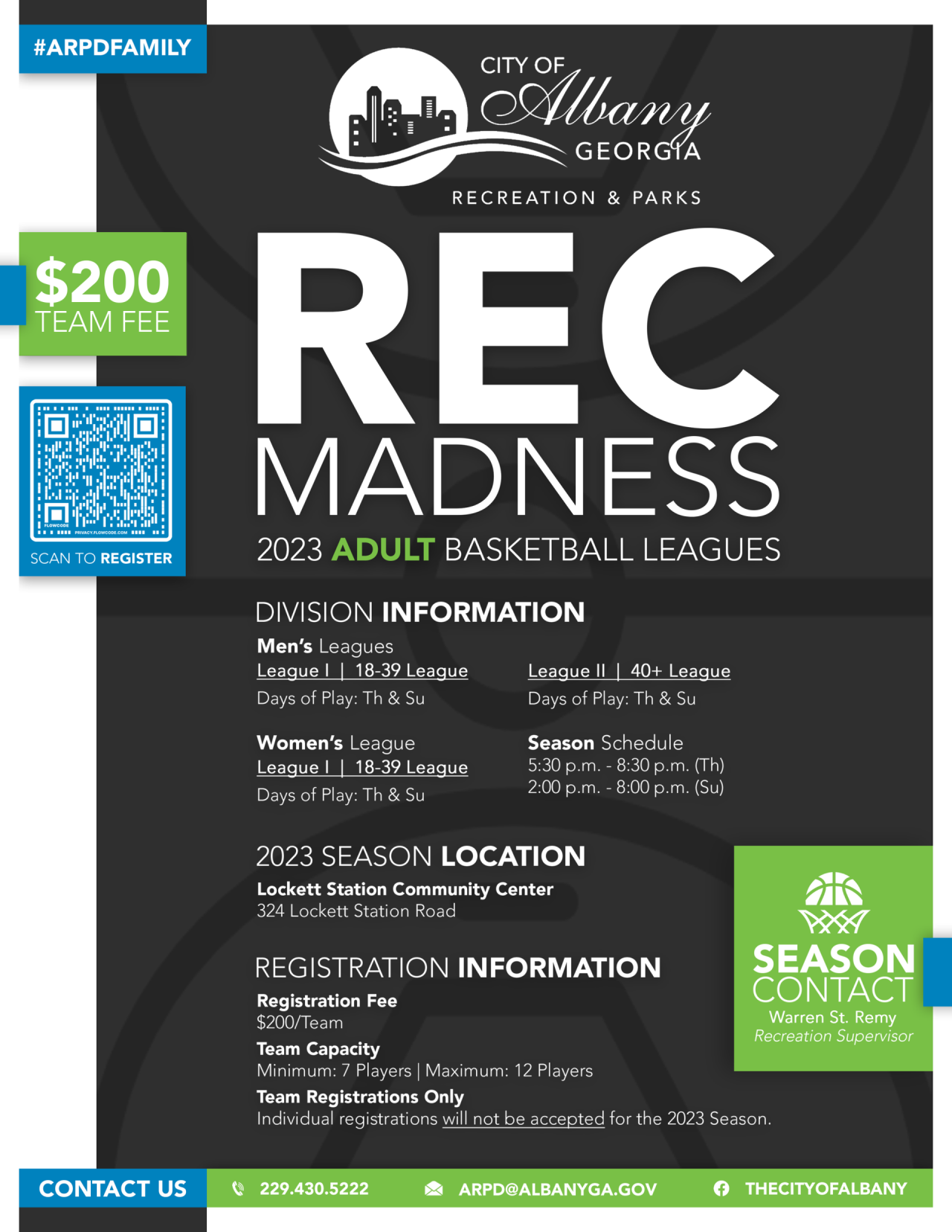 2023 Rec Madness Adult Basketball Leagues Flyer