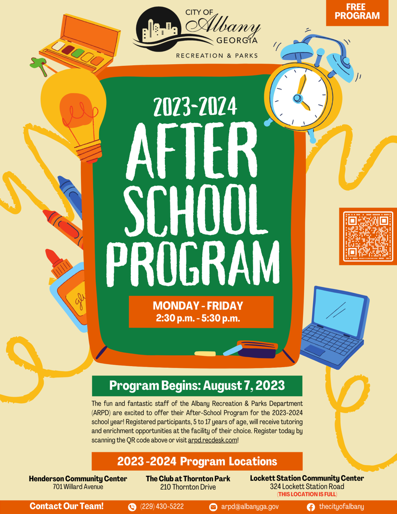 2023-2024 ARPD After-School Program Flyer