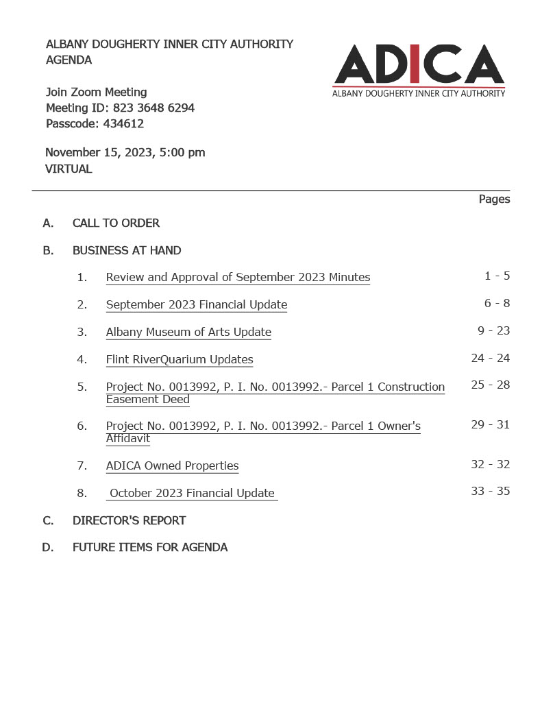 ADICA Meeting Agenda