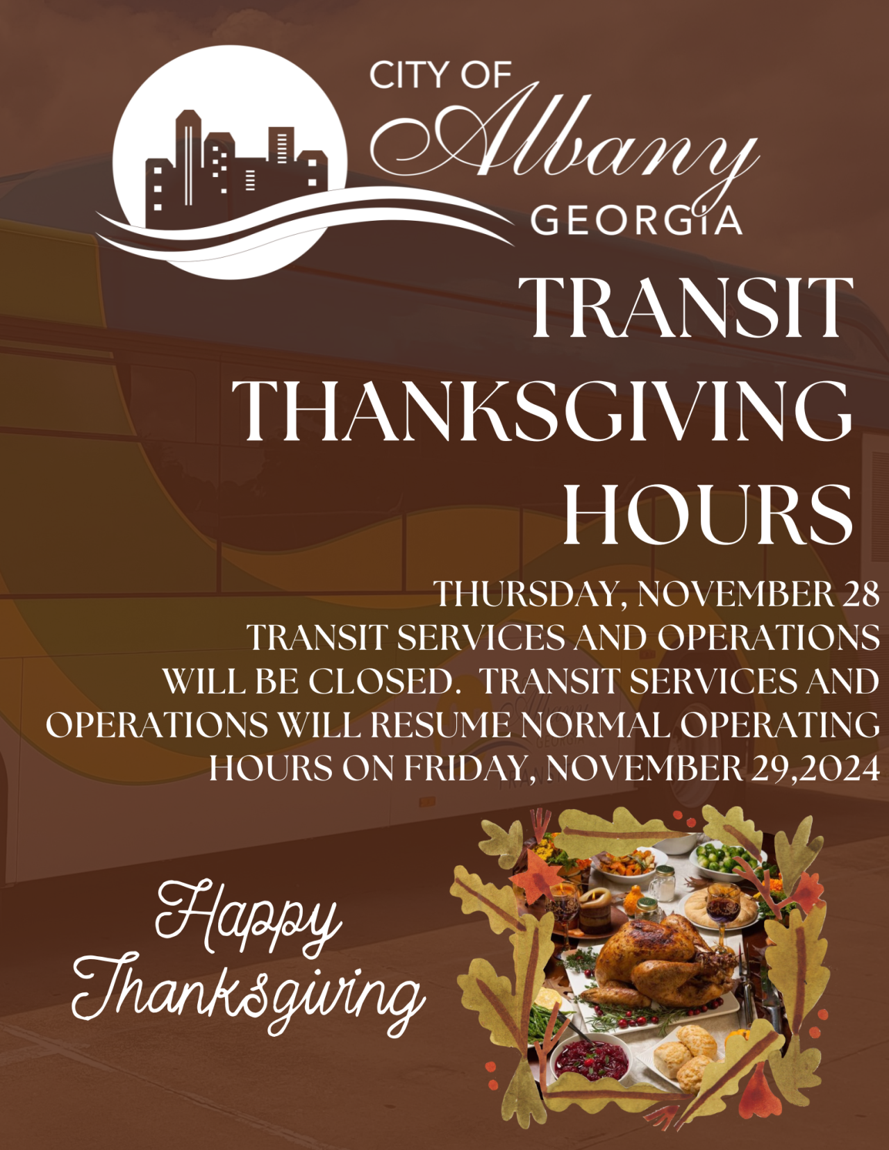 Transit Thanskgiving Hours